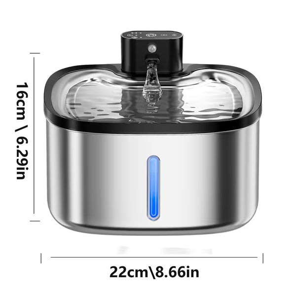 Fontaine à Eau Inox Sans Fil  — avec Capteur de Présence